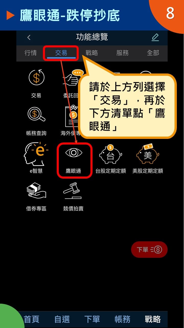 隨身e策略APP使用攻略-鷹眼通-跌停抄底－凱基證券