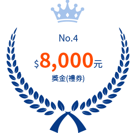 第四名$8,000元獎金（禮券）